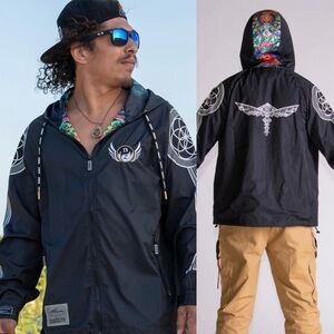 BLACKZEN x Eloh  proyects Men's Windbreaker Jacket with Graphic Accents XS